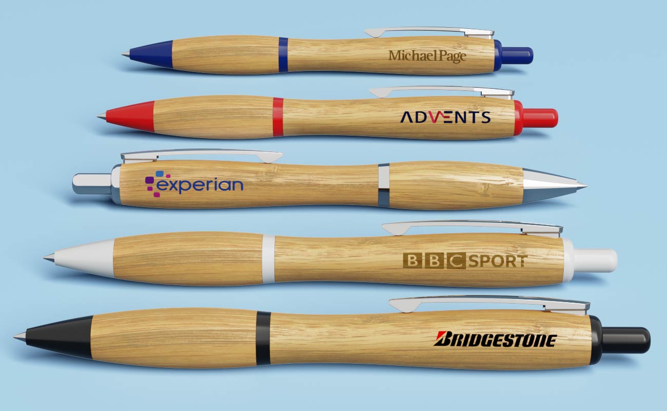 Contour - Bolígrafos de bambú promocionales personalizados