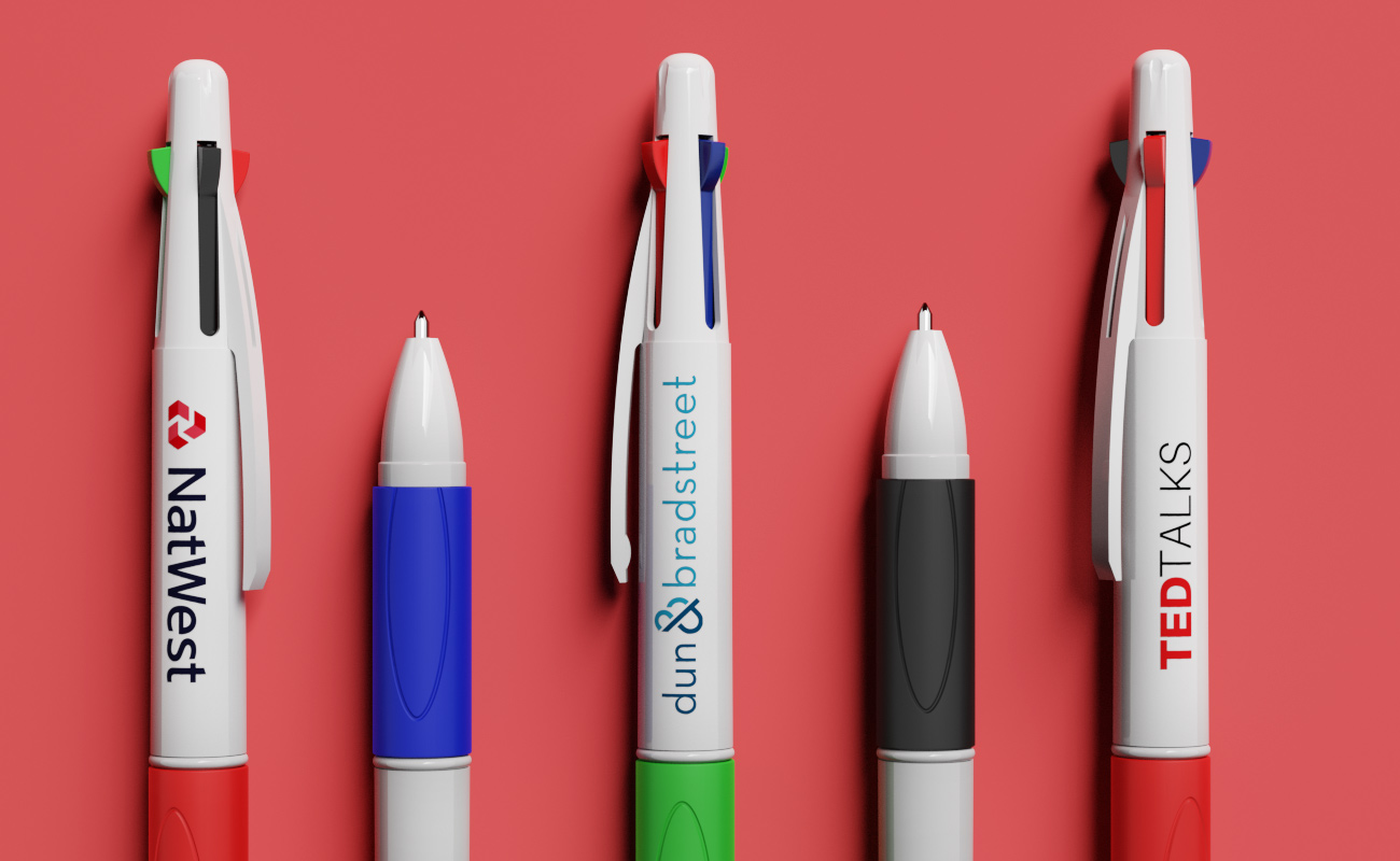 Quad - Bolígrafos promocionales de 4 colores personalizados